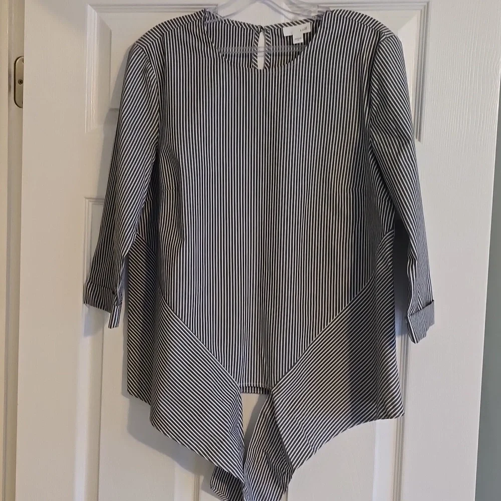 J. Jill Blouse Striped Tie Waist Sz. M - Picture 3 of 4